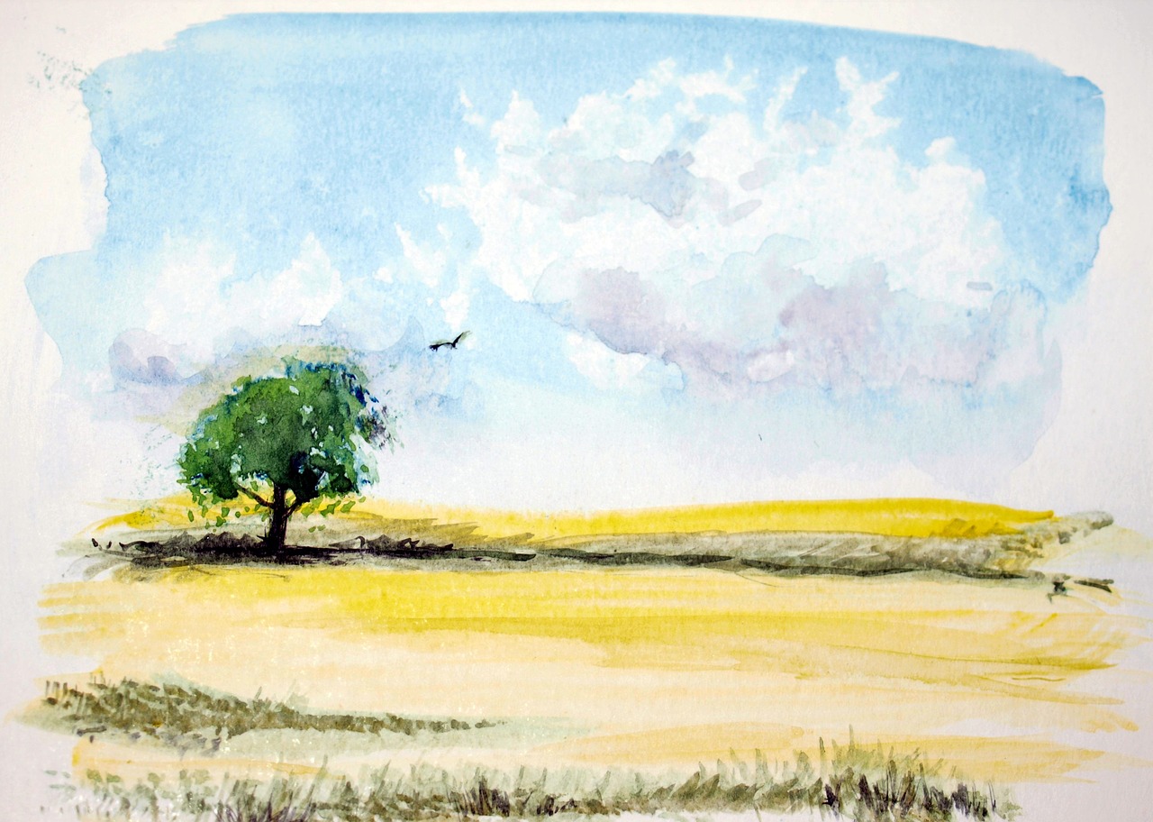 watercolour landscape card free photo