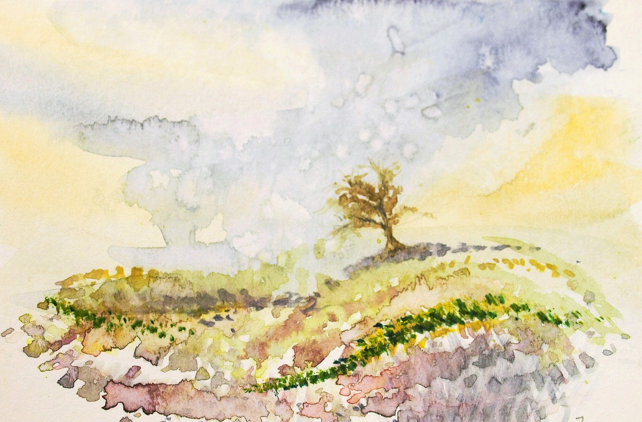 watercolour landscape card free photo