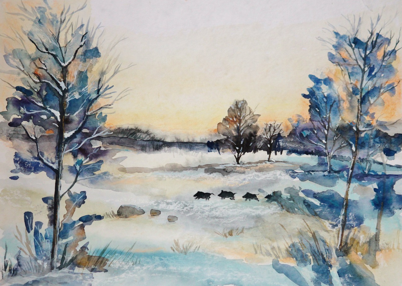 watercolour winter snow free photo