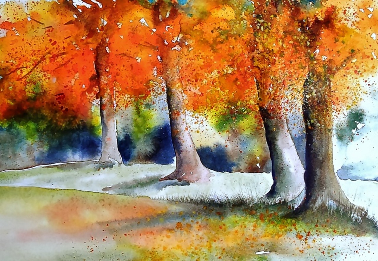 watercolour painting  autumn  painting free photo