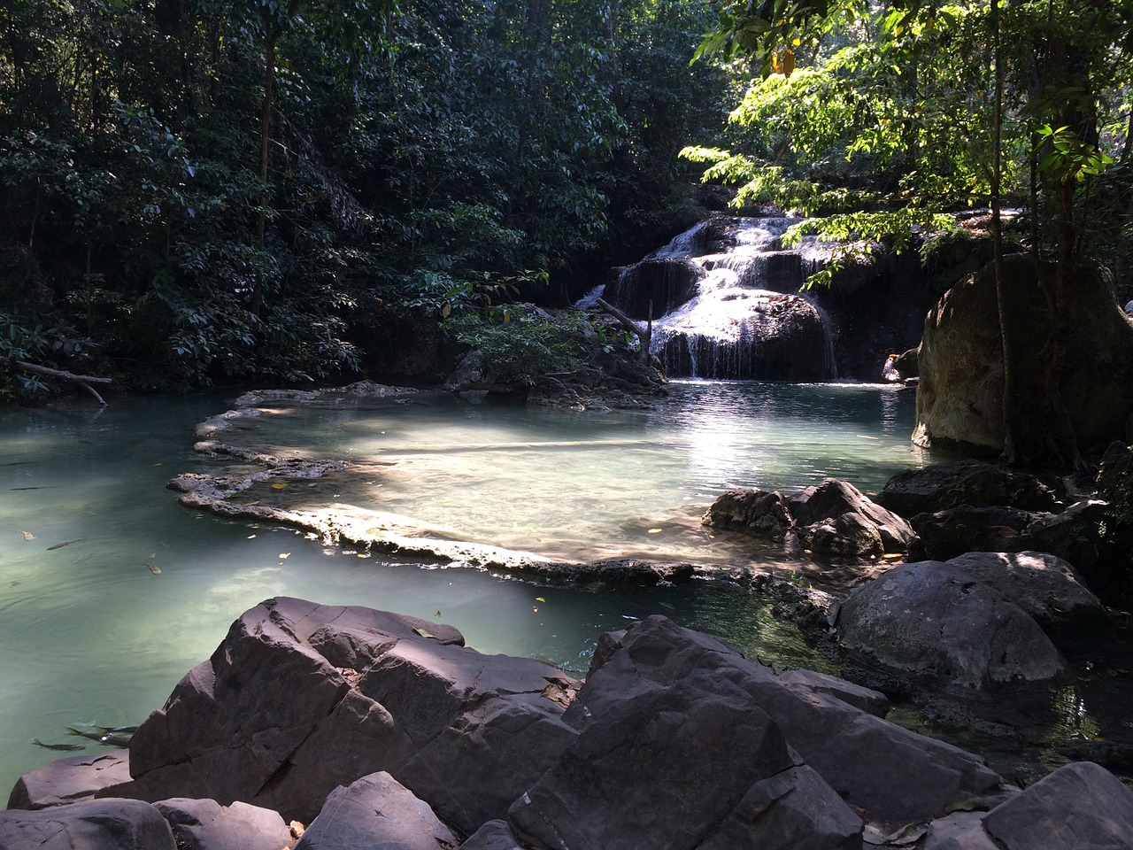 thailand kanchanaburi waterfall free photo
