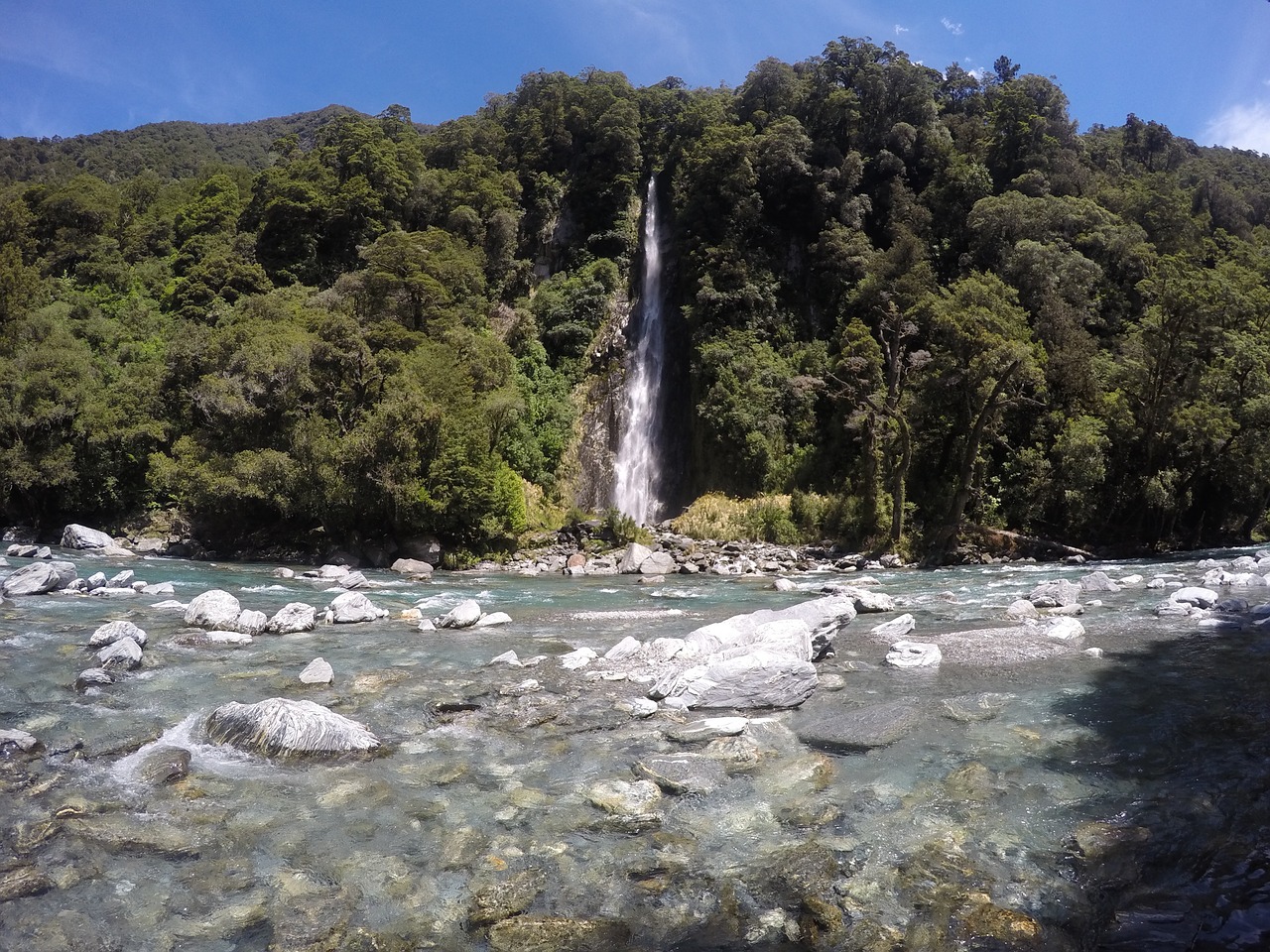 waterfall trees river free photo