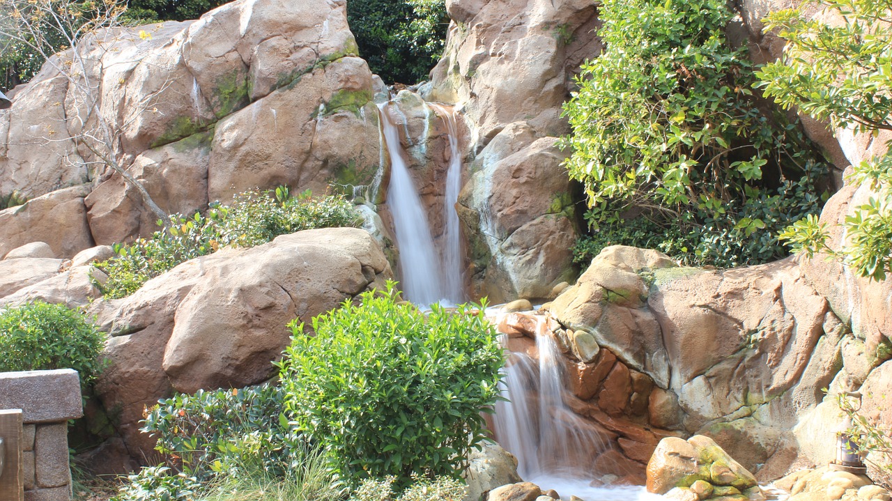 waterfall disney land water free photo