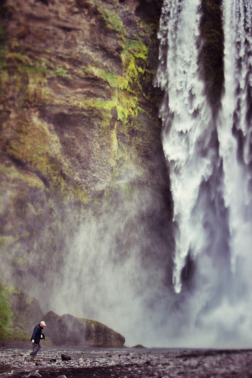 waterfall a person majestic free photo