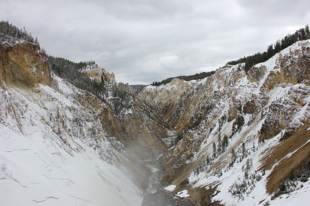 waterfall mountains winter free photo