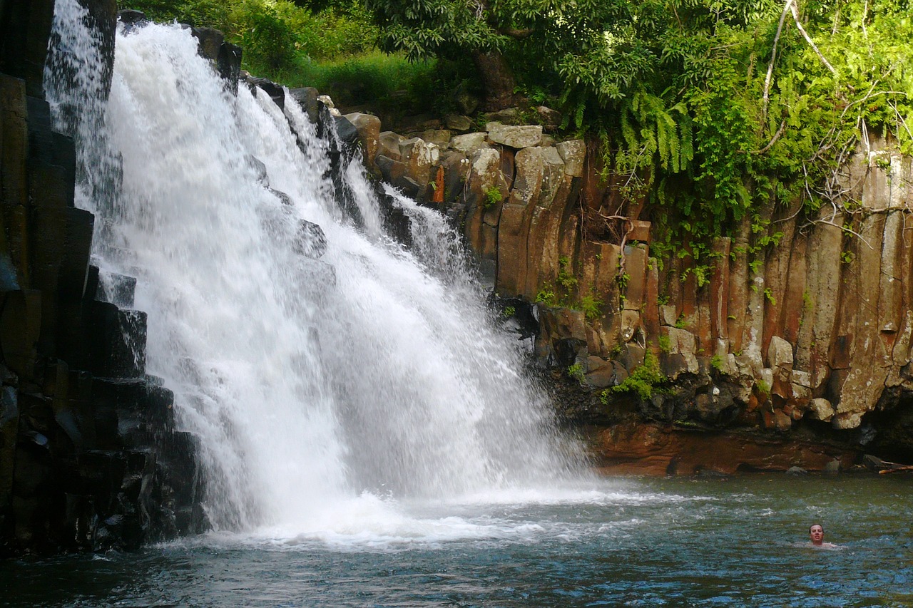 waterfall mauritius tropics free photo