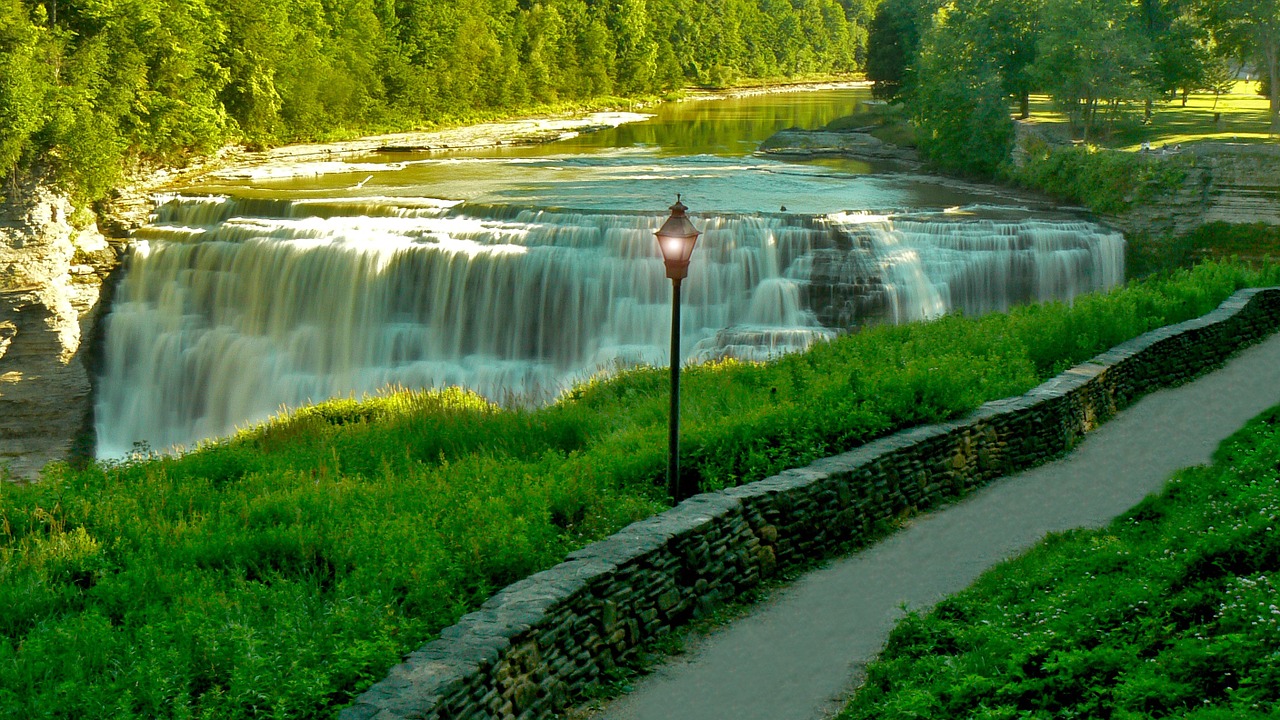 waterfall path nature free photo