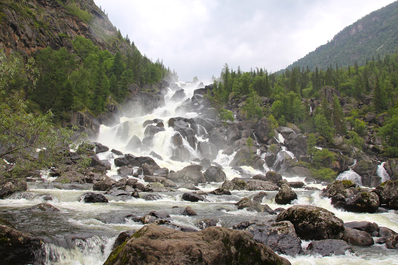 waterfall altai discovering of the waterfall free photo