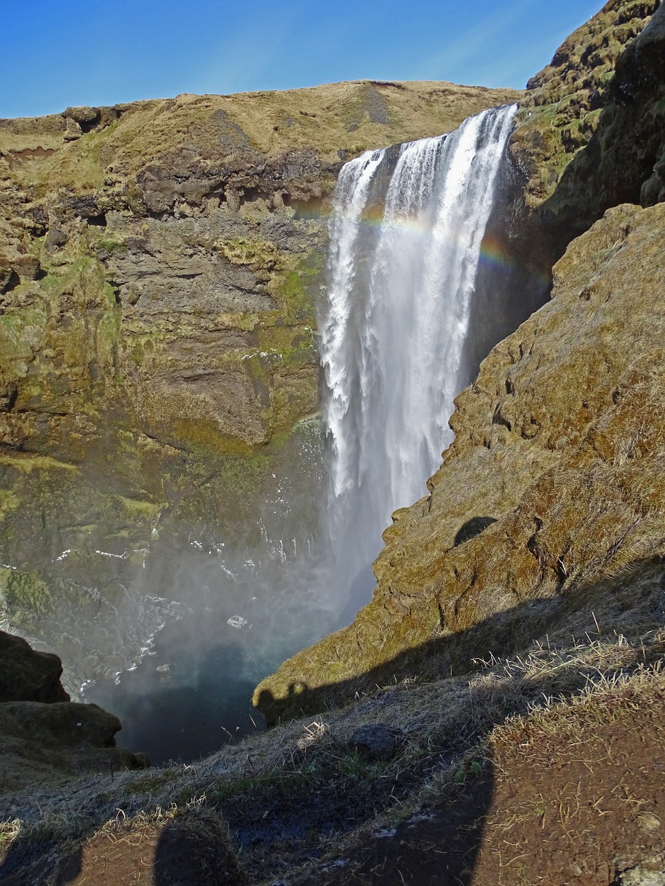 waterfall mountain rainbow free photo