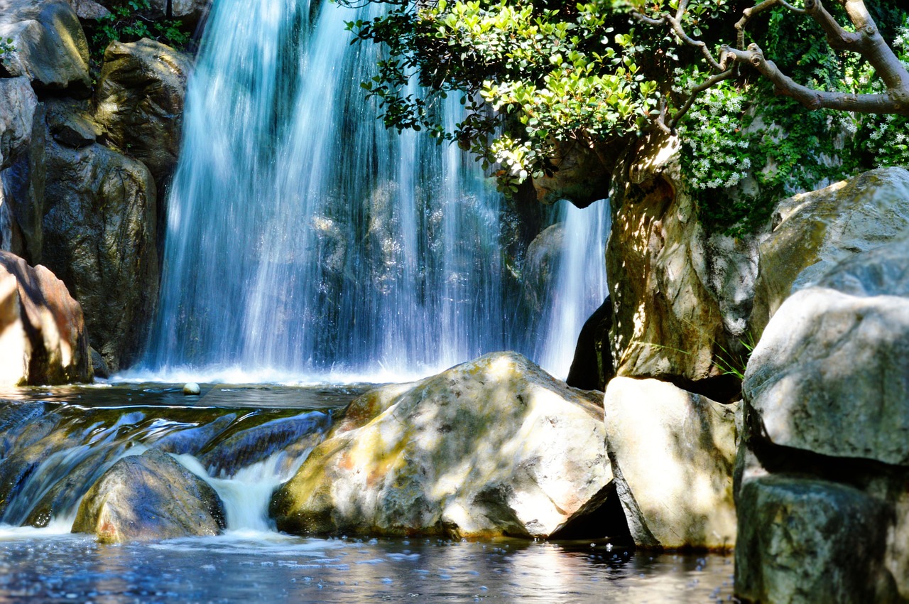 waterfall chinese garden rocks free photo