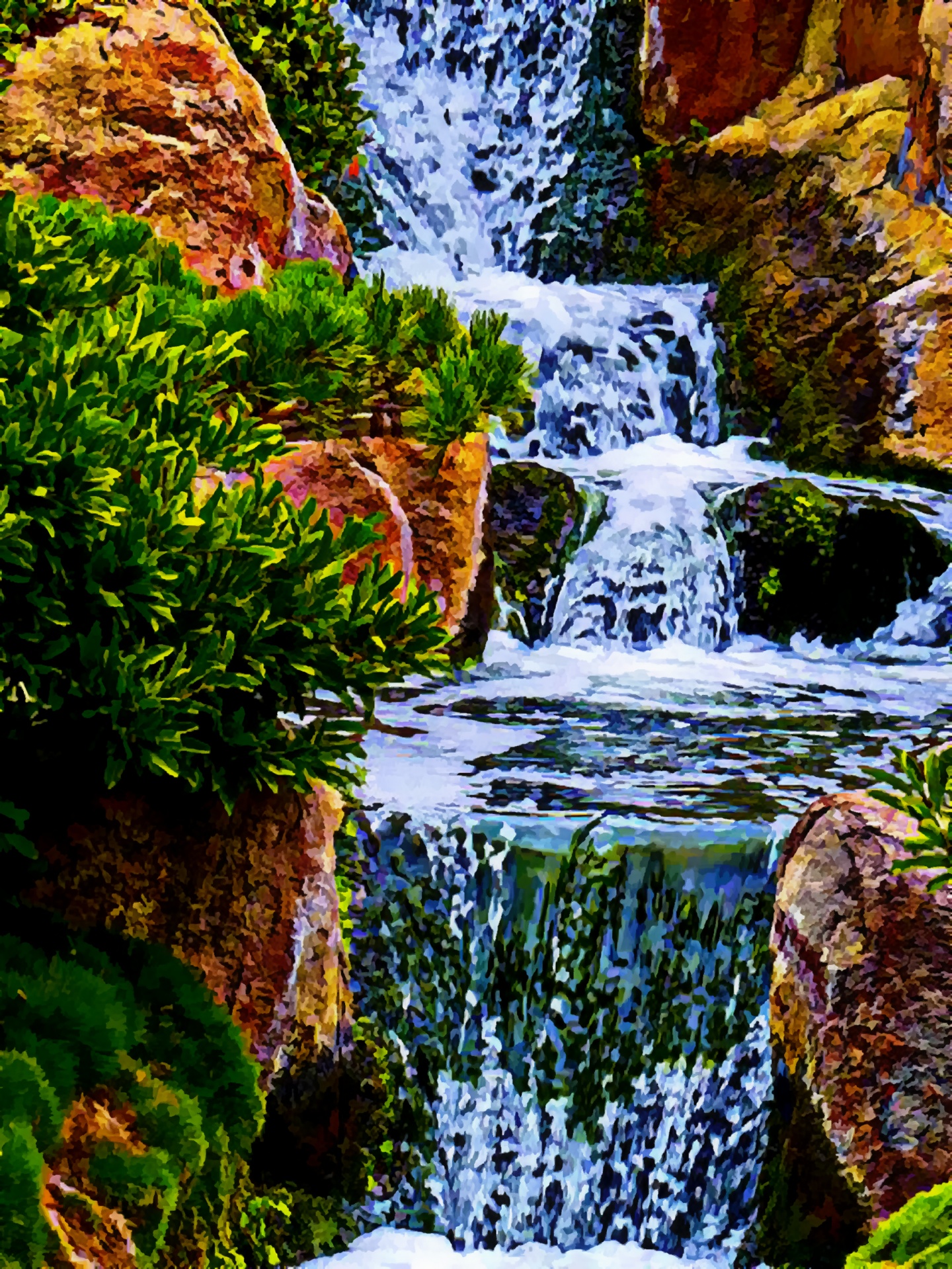 waterfall painting color free photo