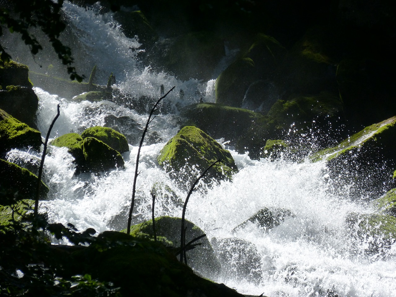waterfall rocks moss free photo