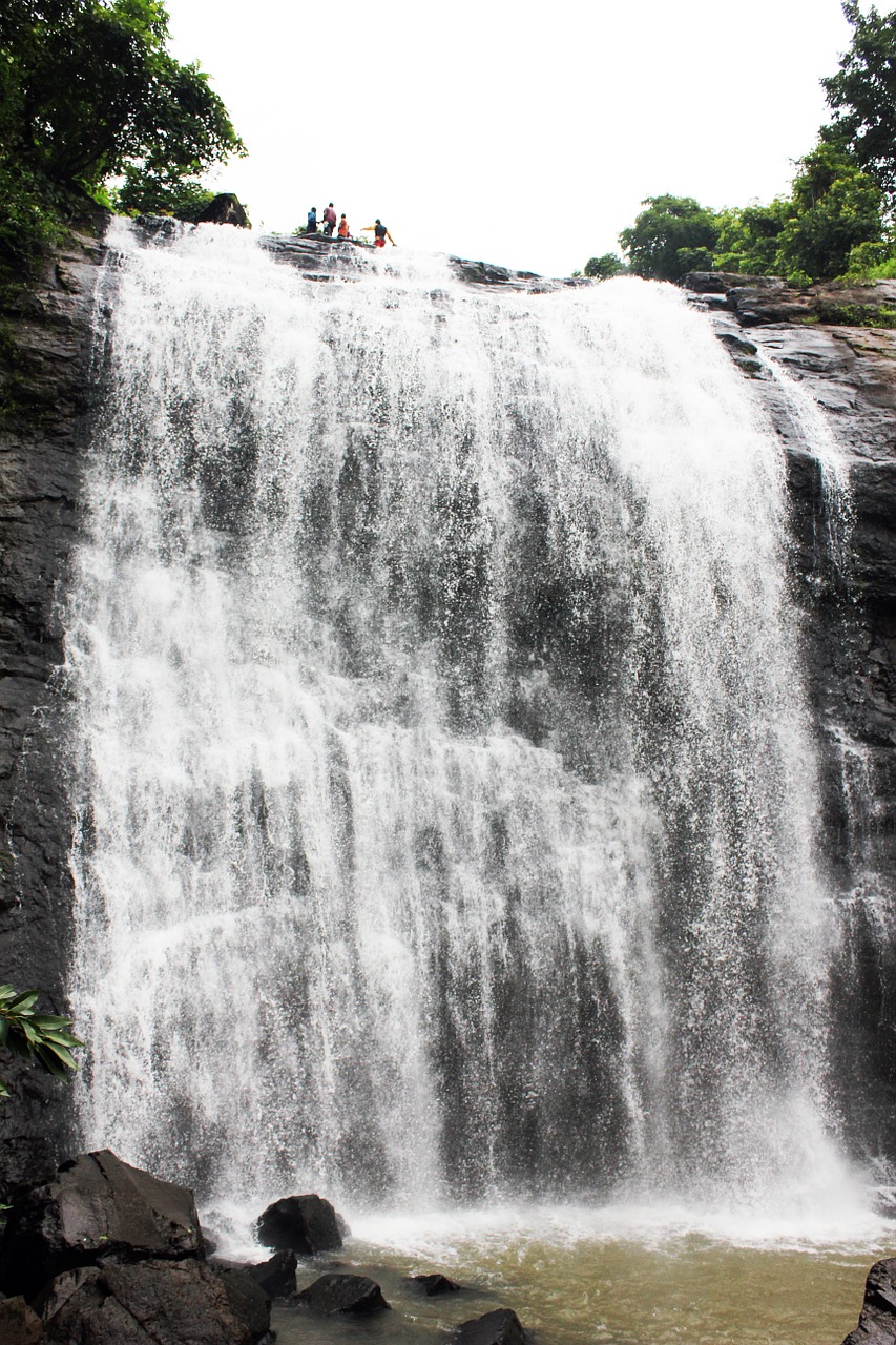 waterfall trees stone free photo