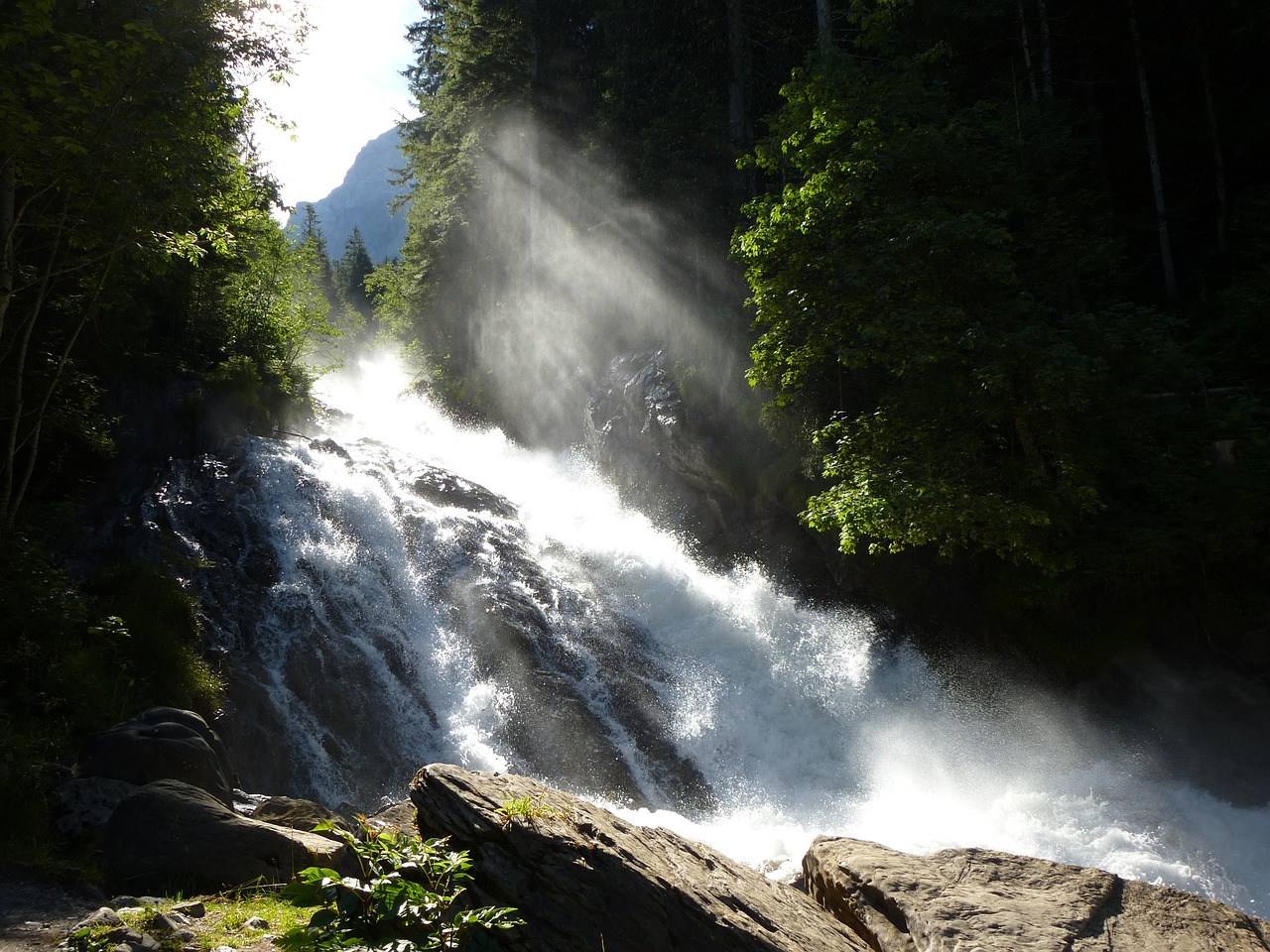 waterfall mountain stream forest free photo