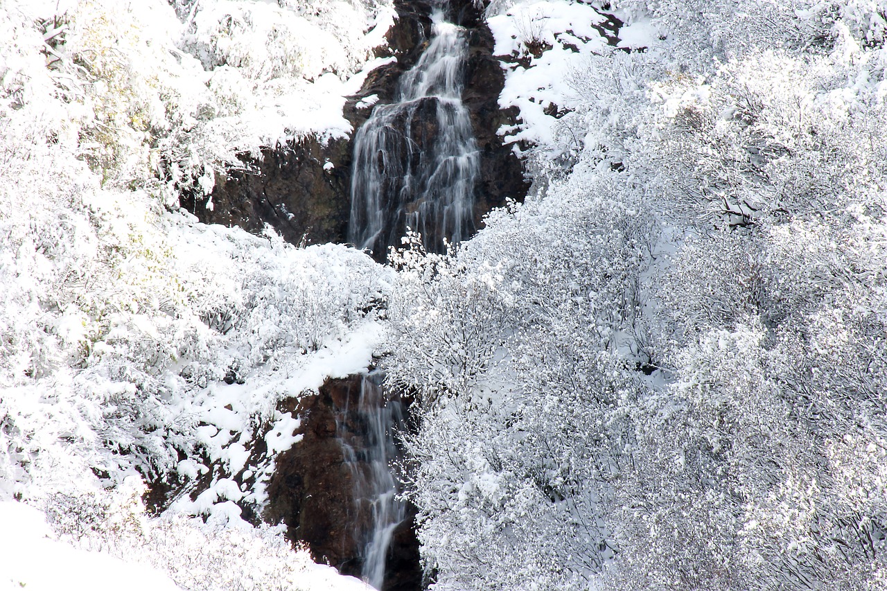 waterfall snowy landscape nature free photo