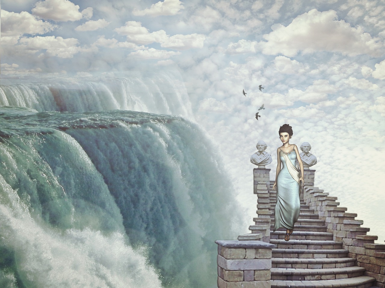 waterfall fantasy dream world free photo