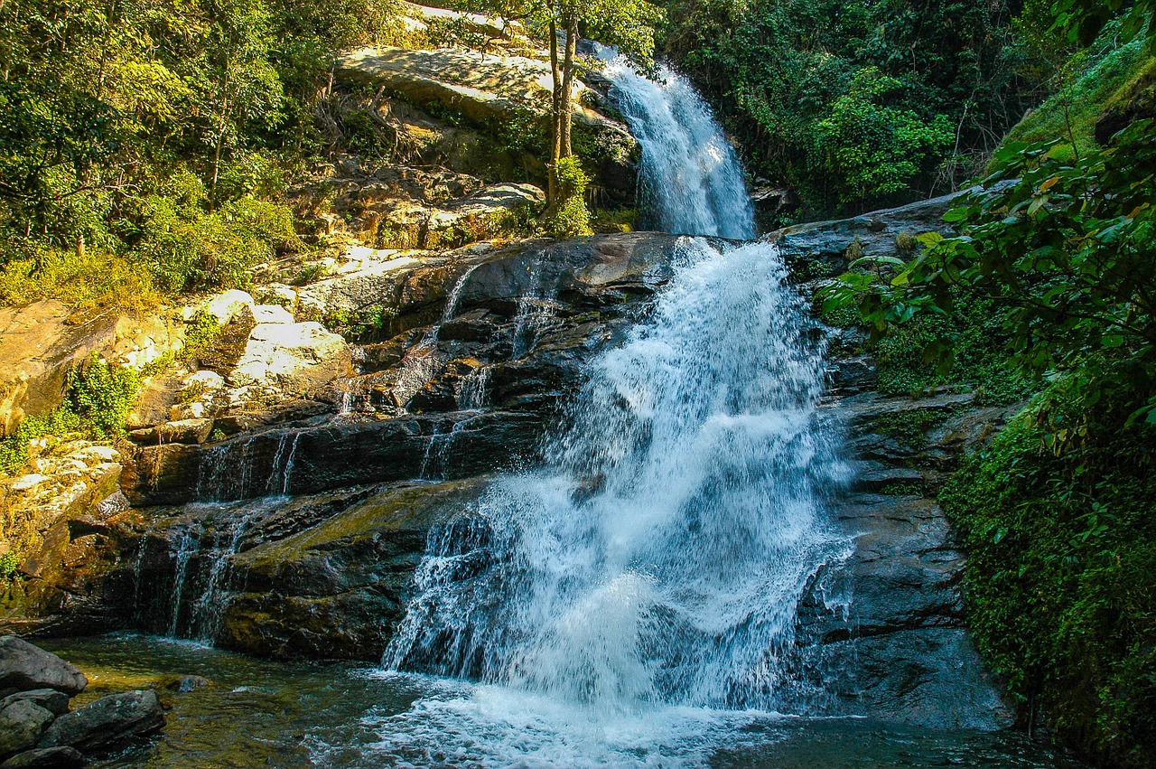 waterfall landscape rock free photo