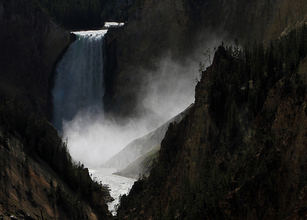 waterfall lower falls mist free photo