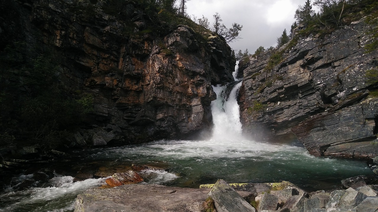 waterfall mountain forest free photo