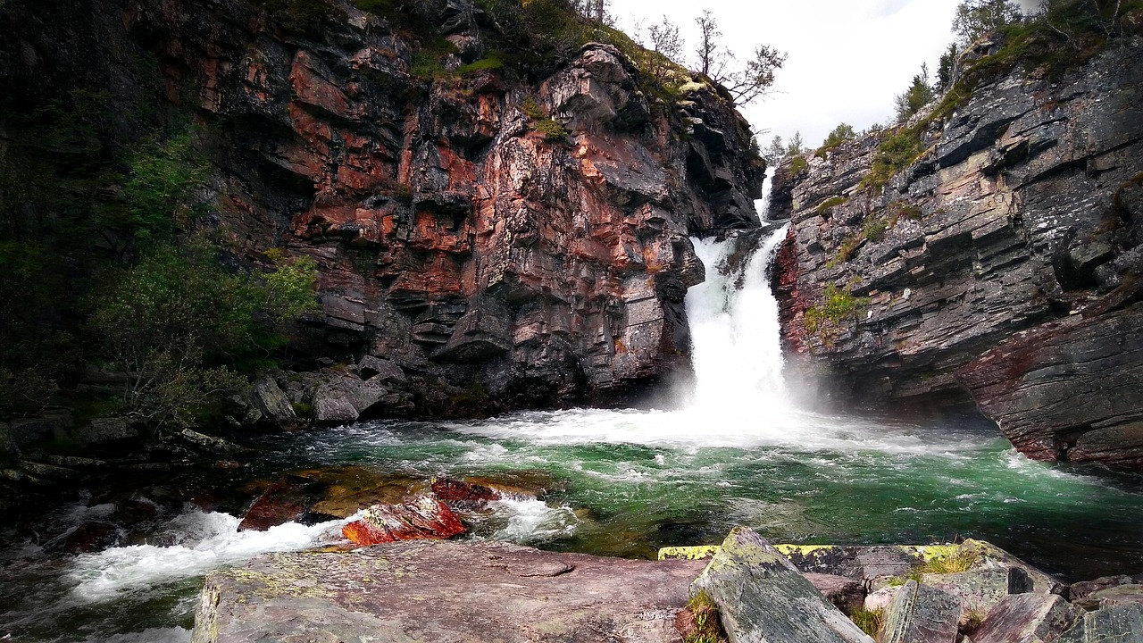 waterfall color river free photo