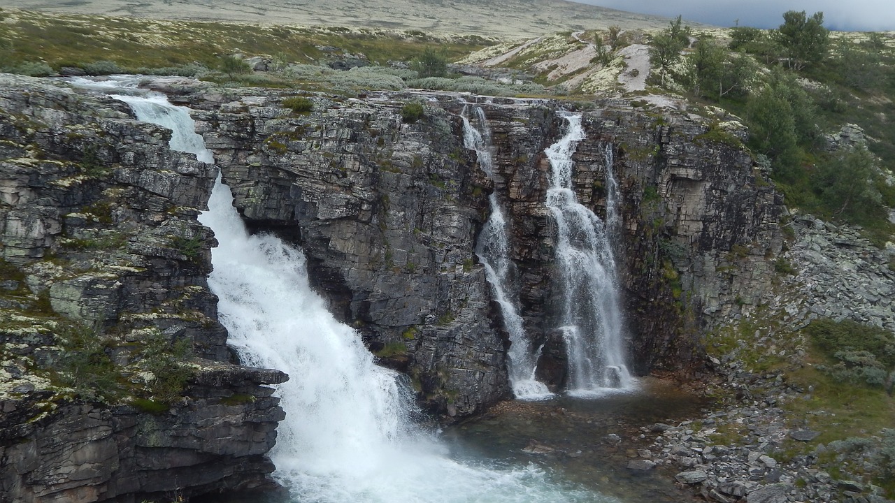 waterfall river rock free photo