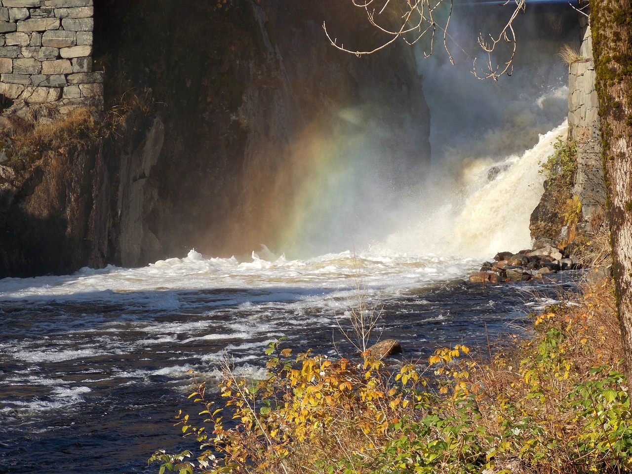 waterfall rainbow norway free photo