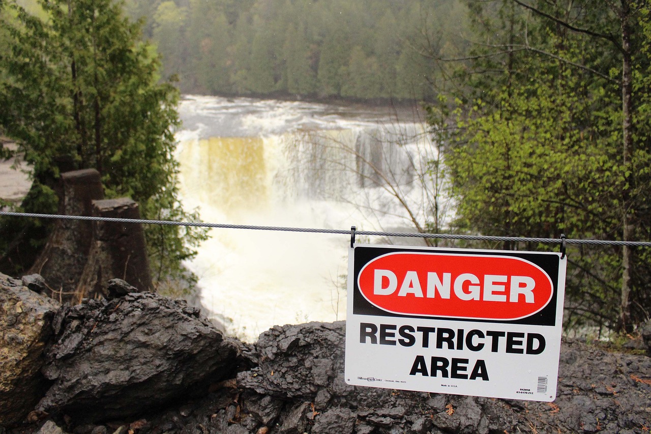 waterfall danger green free photo