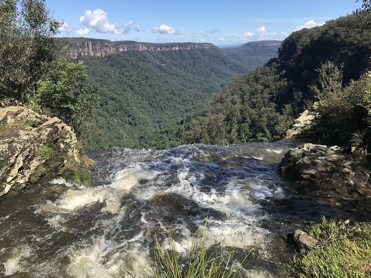 waterfall cliff edge nature free photo