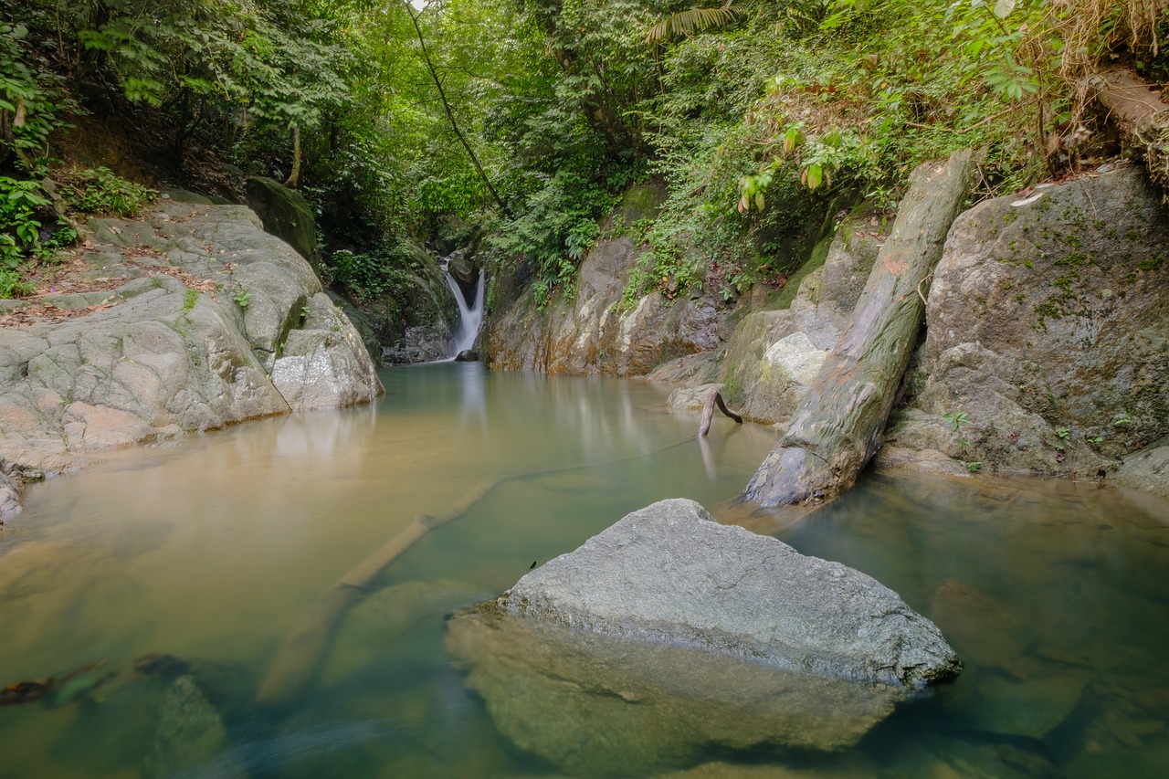 waterfall view dusk free photo