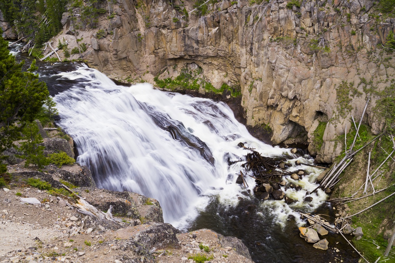 waterfall yellowstone national free photo