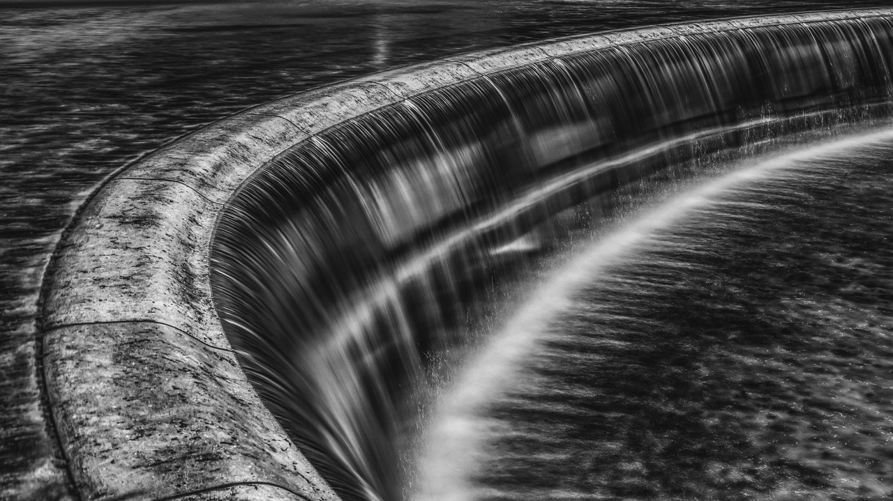 waterfall black white water free photo