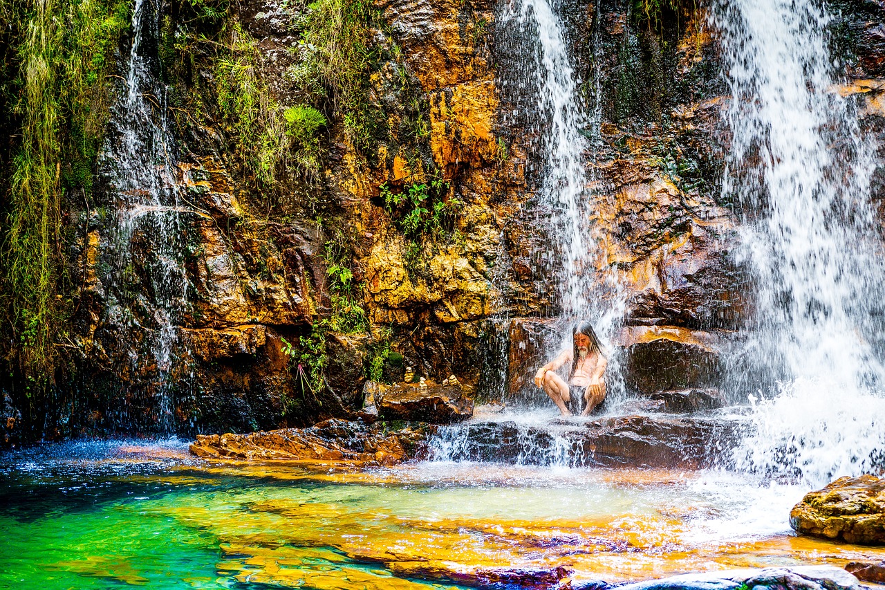 waterfall green moss free photo