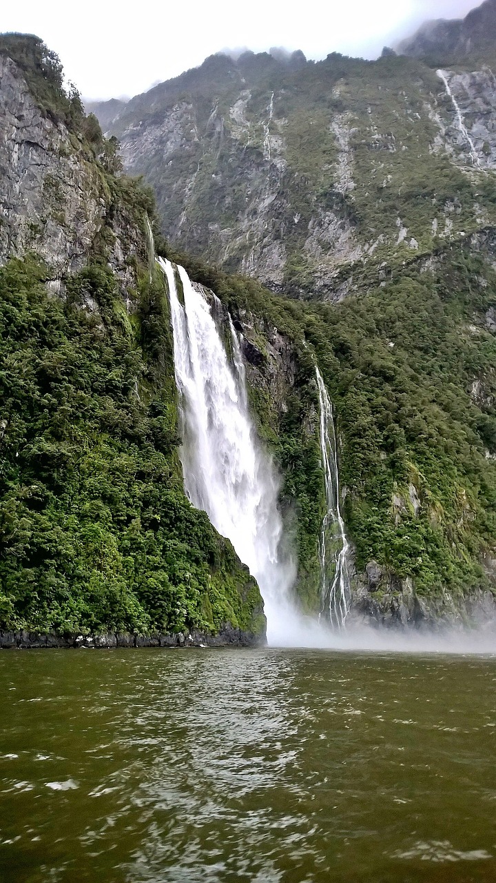 waterfall fjord rocks free photo