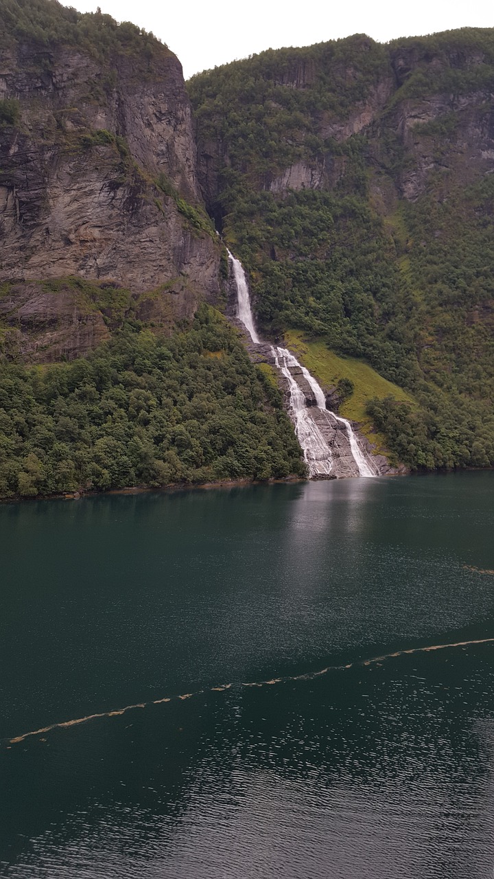 waterfall fjord norway free photo