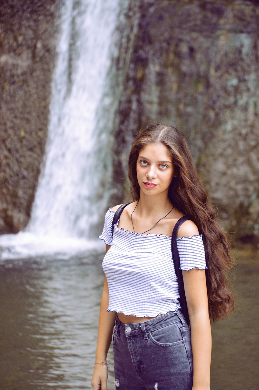 waterfall girl model free photo