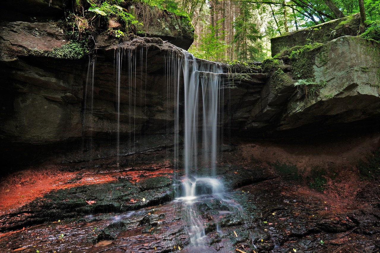 waterfall forest spessart free photo