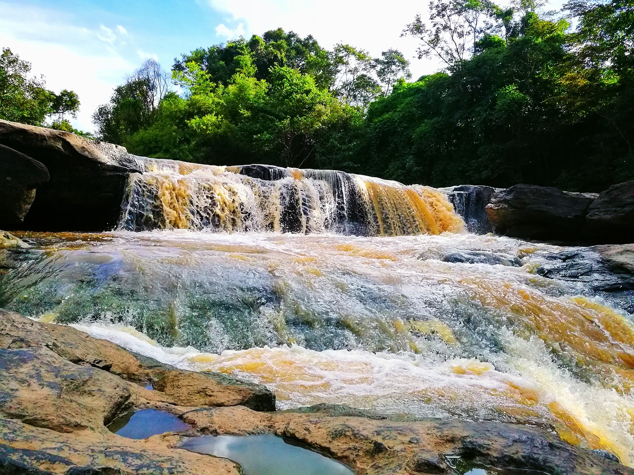 waterfall nature green free photo