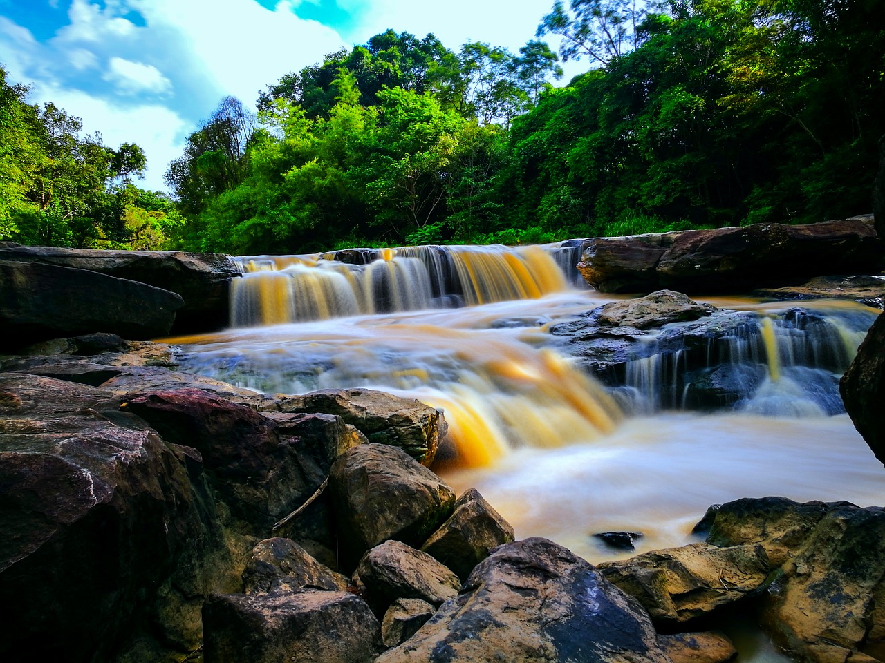 waterfall nature green free photo