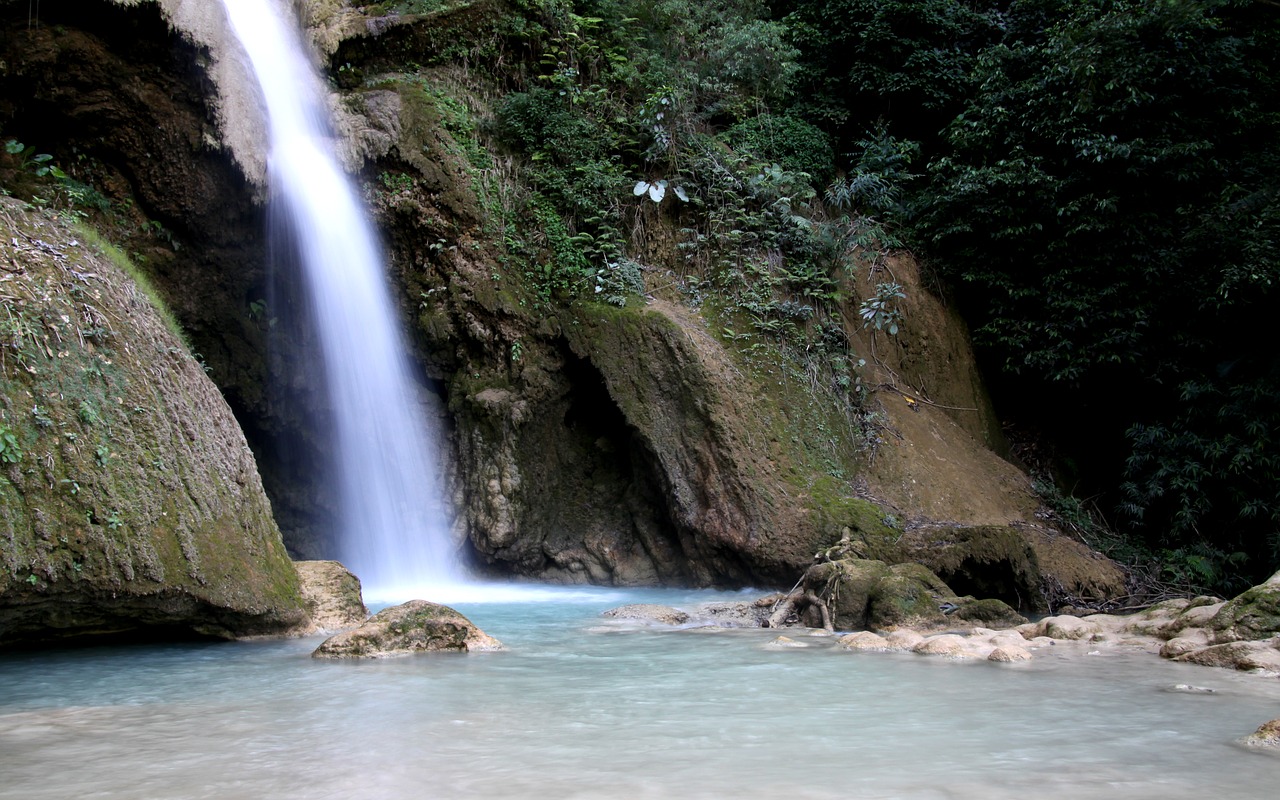 waterfall laos asia free photo