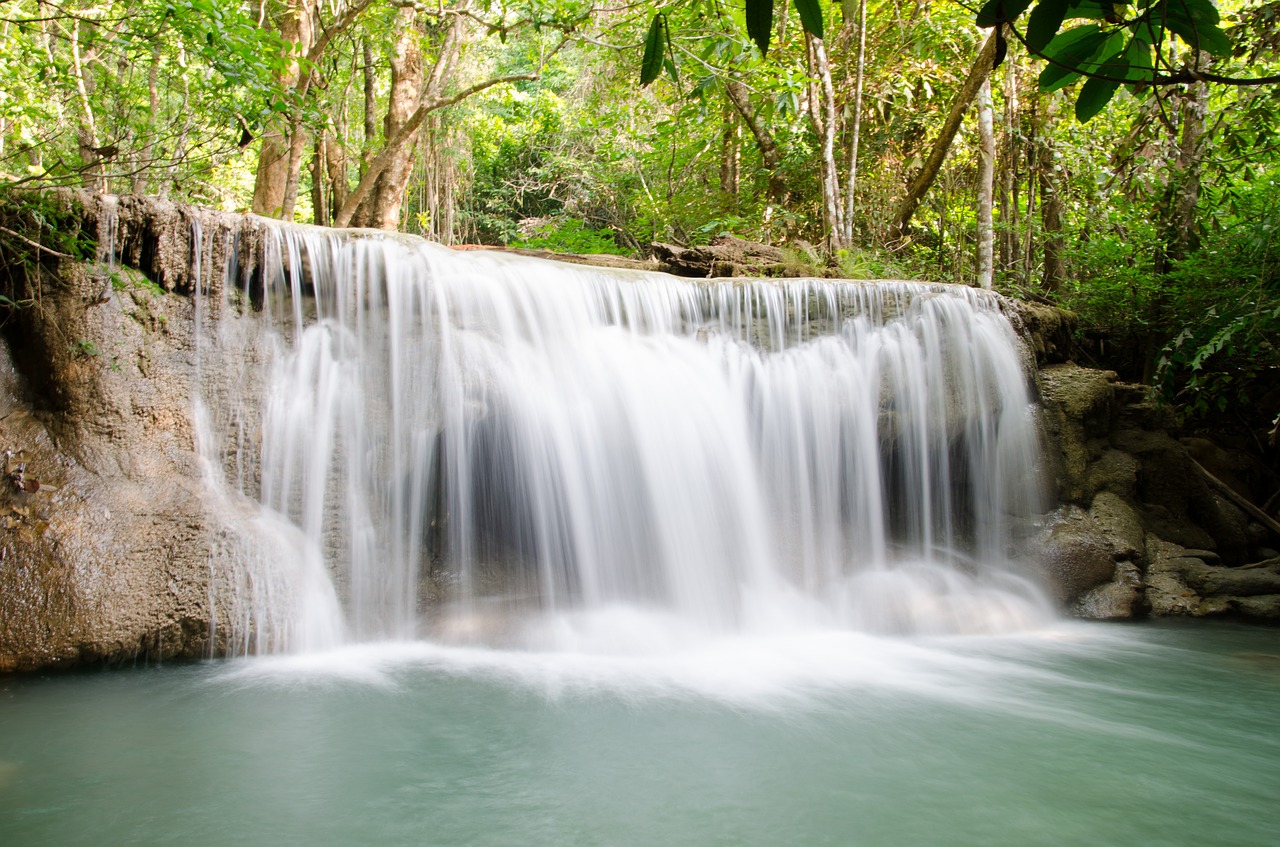 waterfall huai mae khamin kanchanaburi free photo