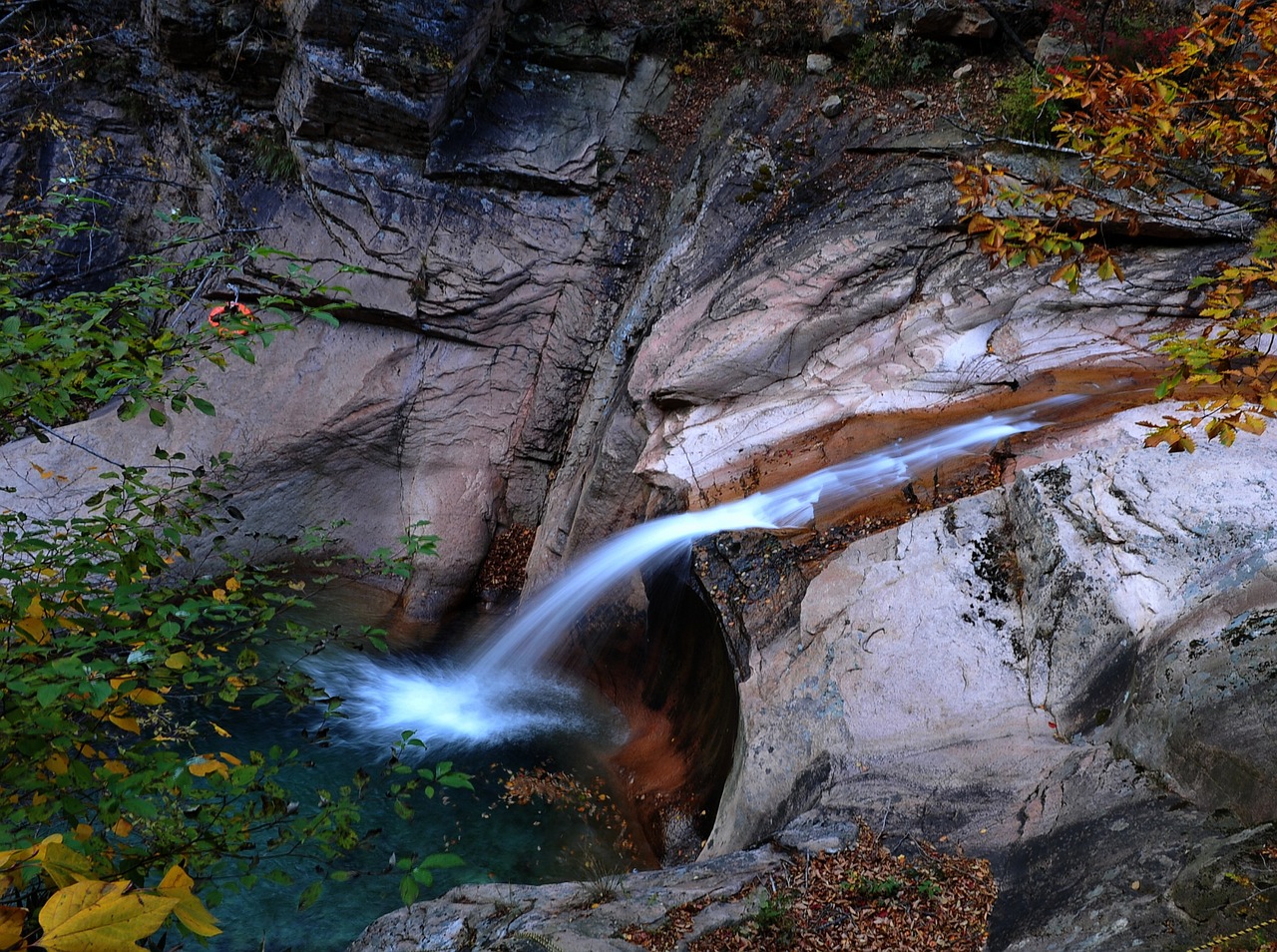 waterfall mini waterfall autumn free photo