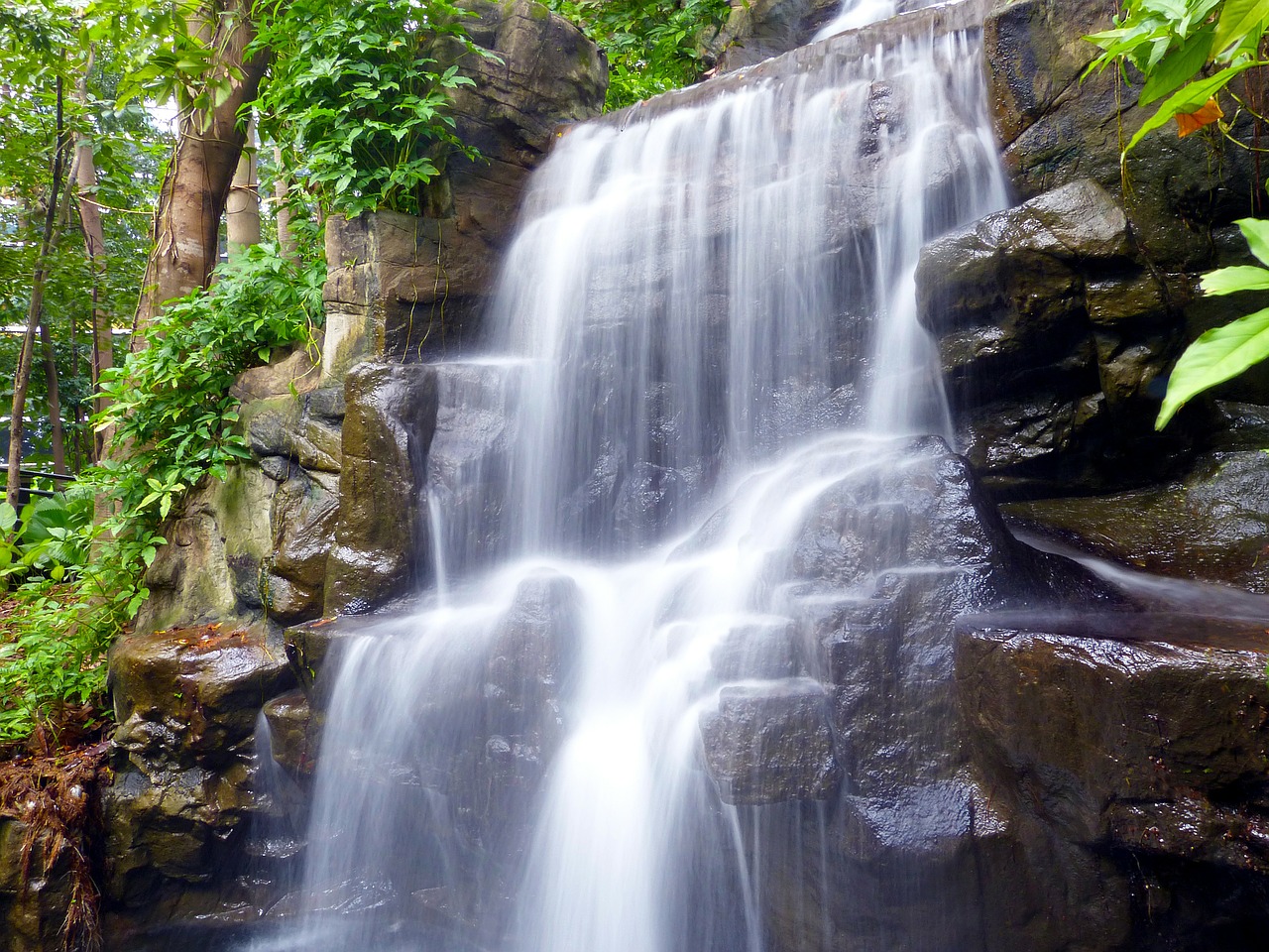 waterfall rock flowing free photo