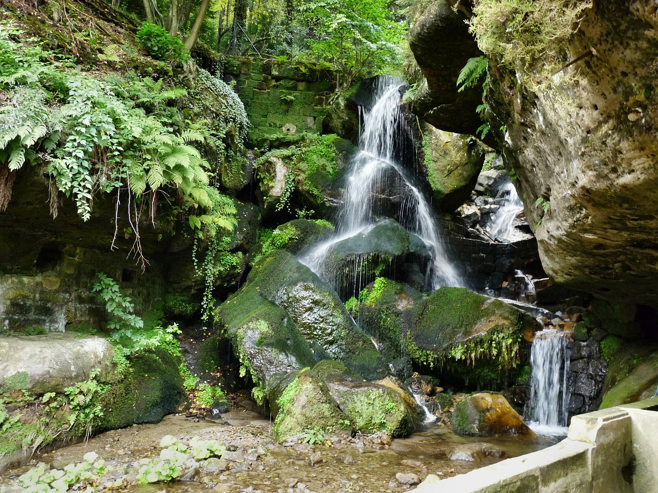 waterfall light hain saxon switzerland free photo