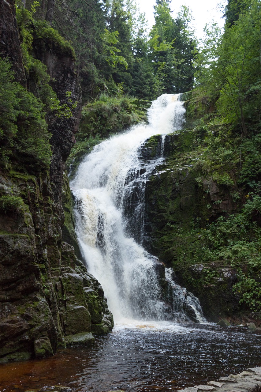 waterfall  monolithic part of the waters  river free photo