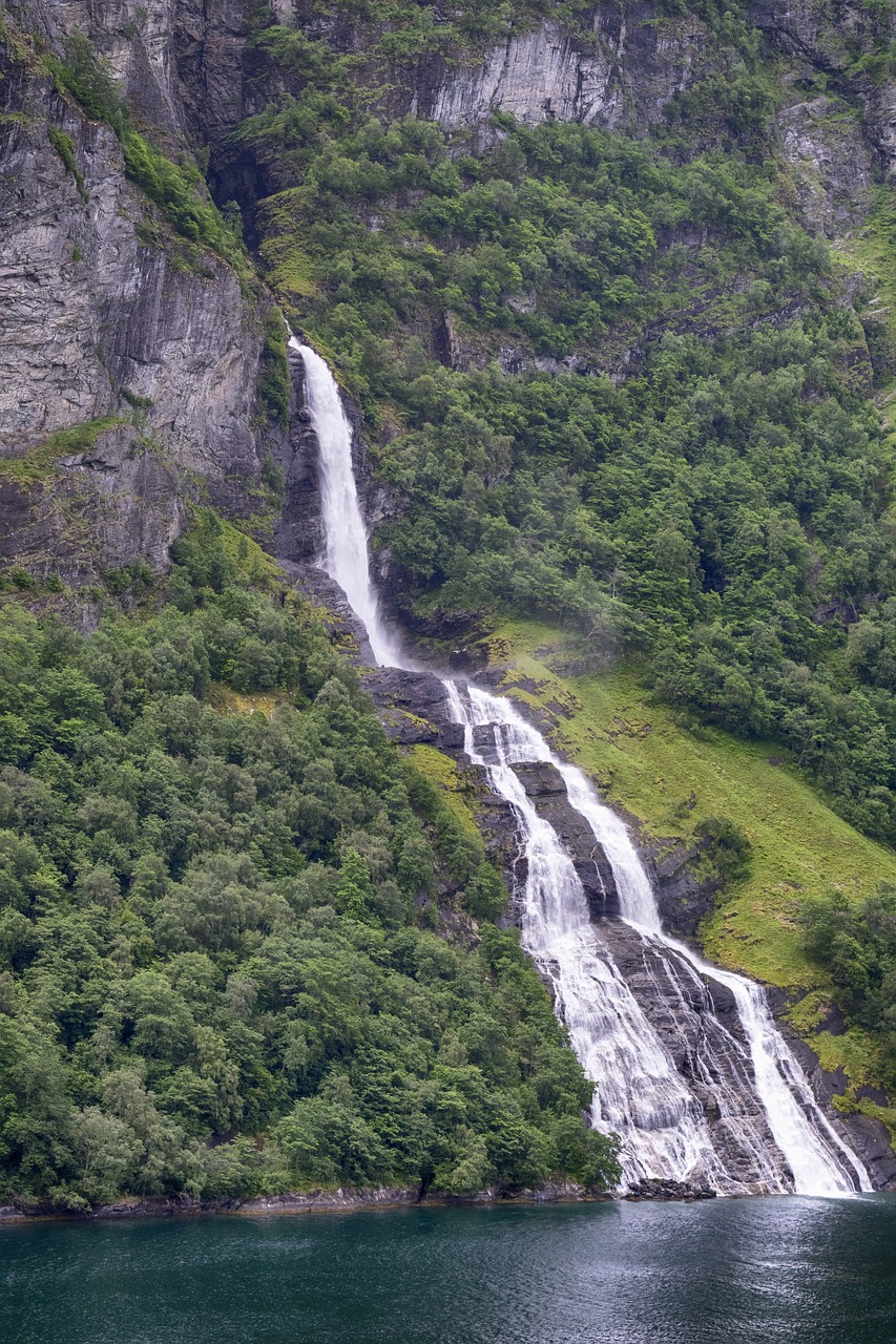 waterfall  fjord  norway free photo