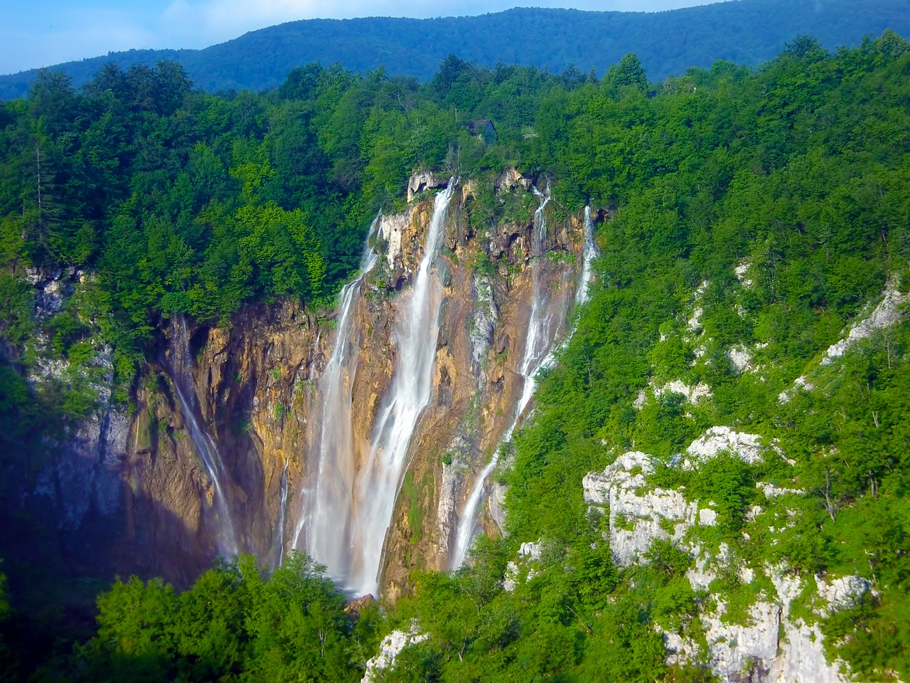 waterfall  summer  landscape free photo