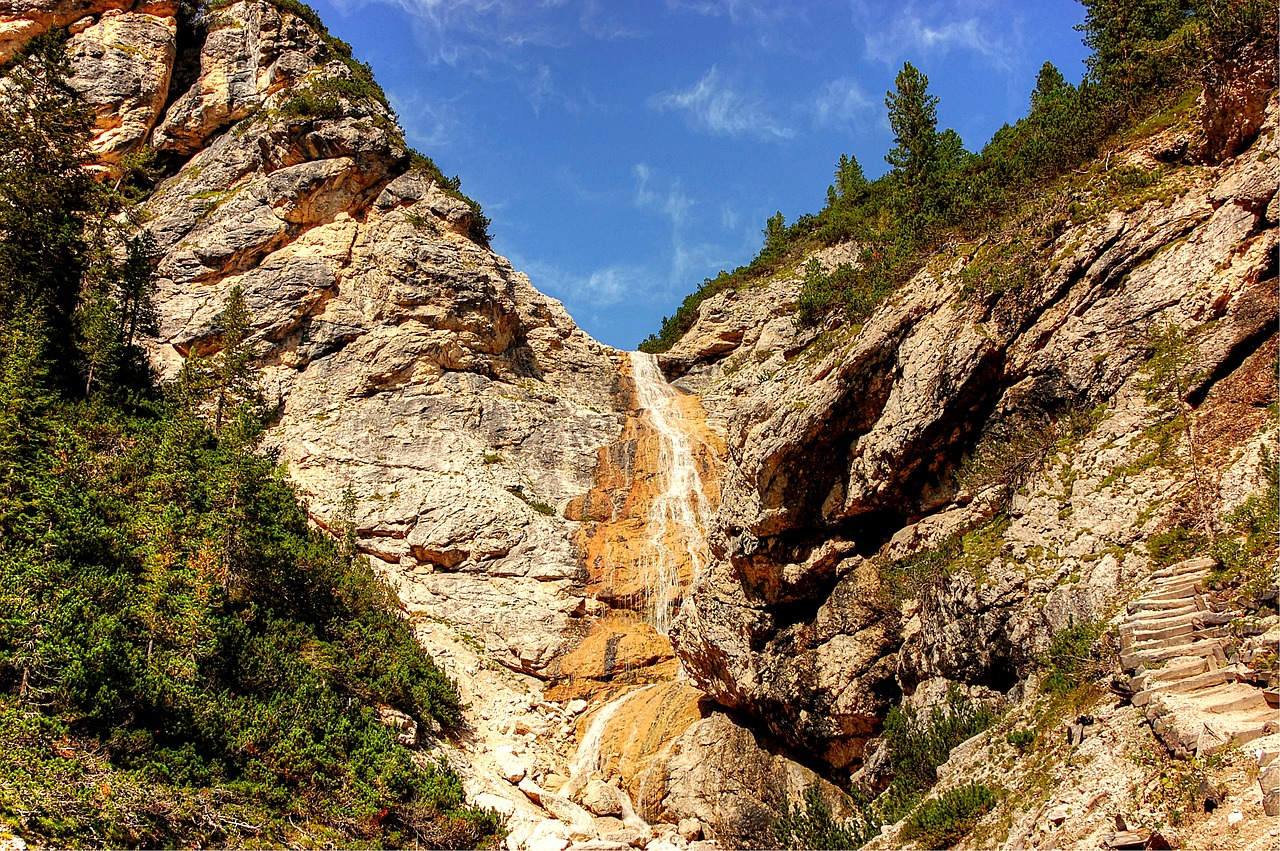 waterfall  dolomites  landscape free photo