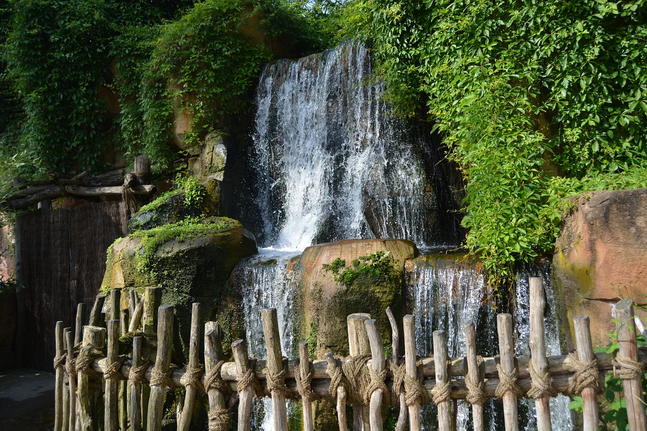 waterfall fence green free photo