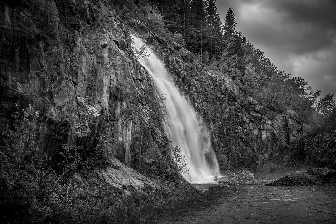 waterfall  norway  landscape free photo