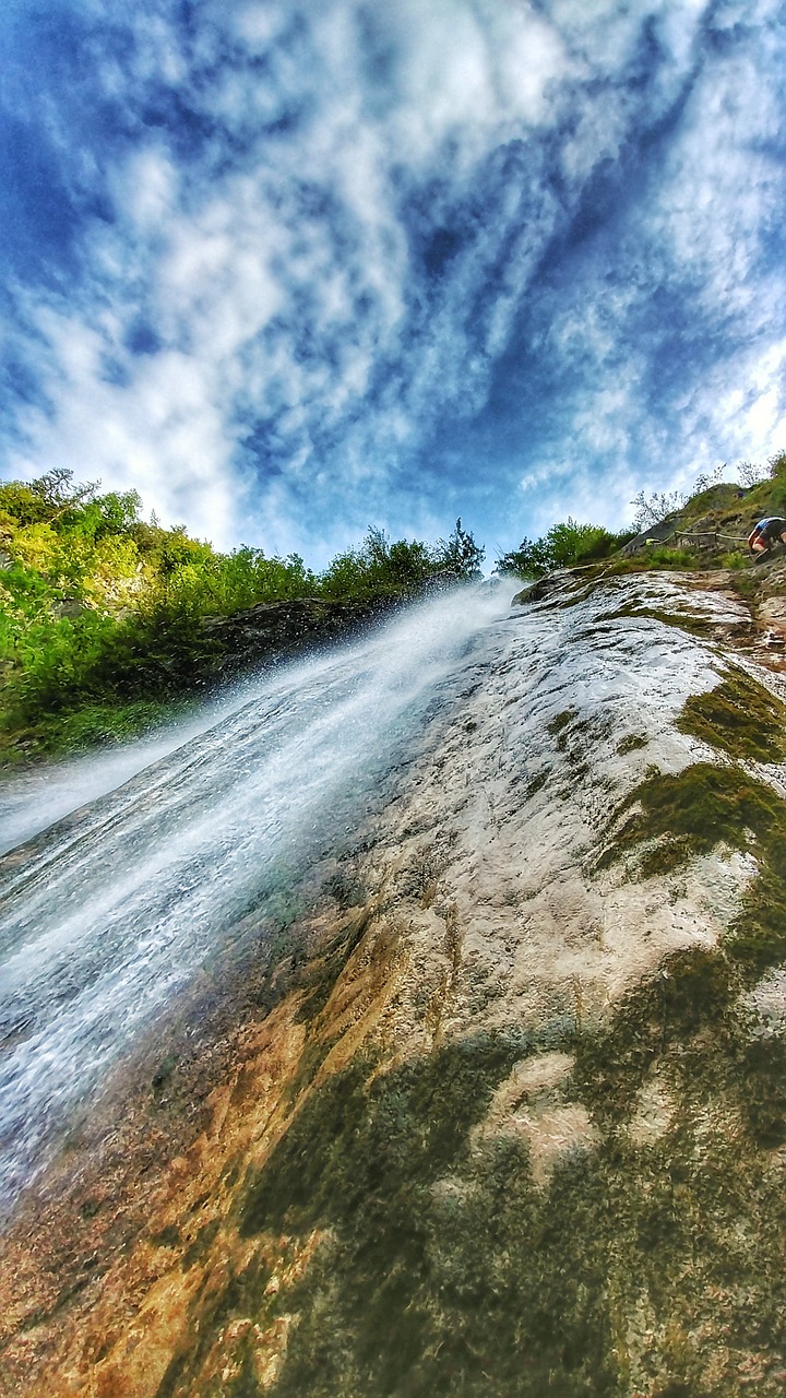 waterfall  rock  sky free photo